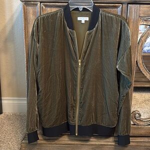 Socialite green velour zip jacket Sz Small fall casual
